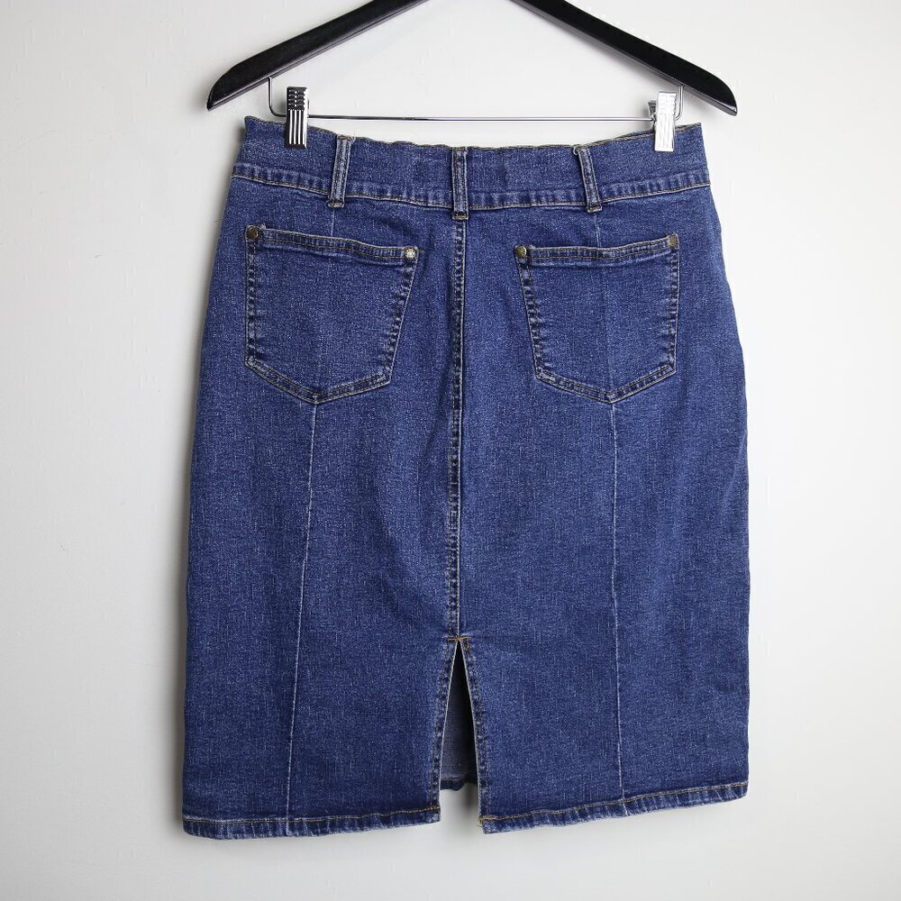 Vintage Urban Star Mid Length Denim Jean Blue Wash Mini Short Skirt Size 10 - Picture 5 of 7
